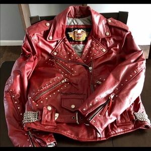 Harley Davidson vintage red leather jacket